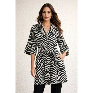 Trina Turk Zebra Print Belted Jacket Size 4 Womens Lightweight Statement Coat